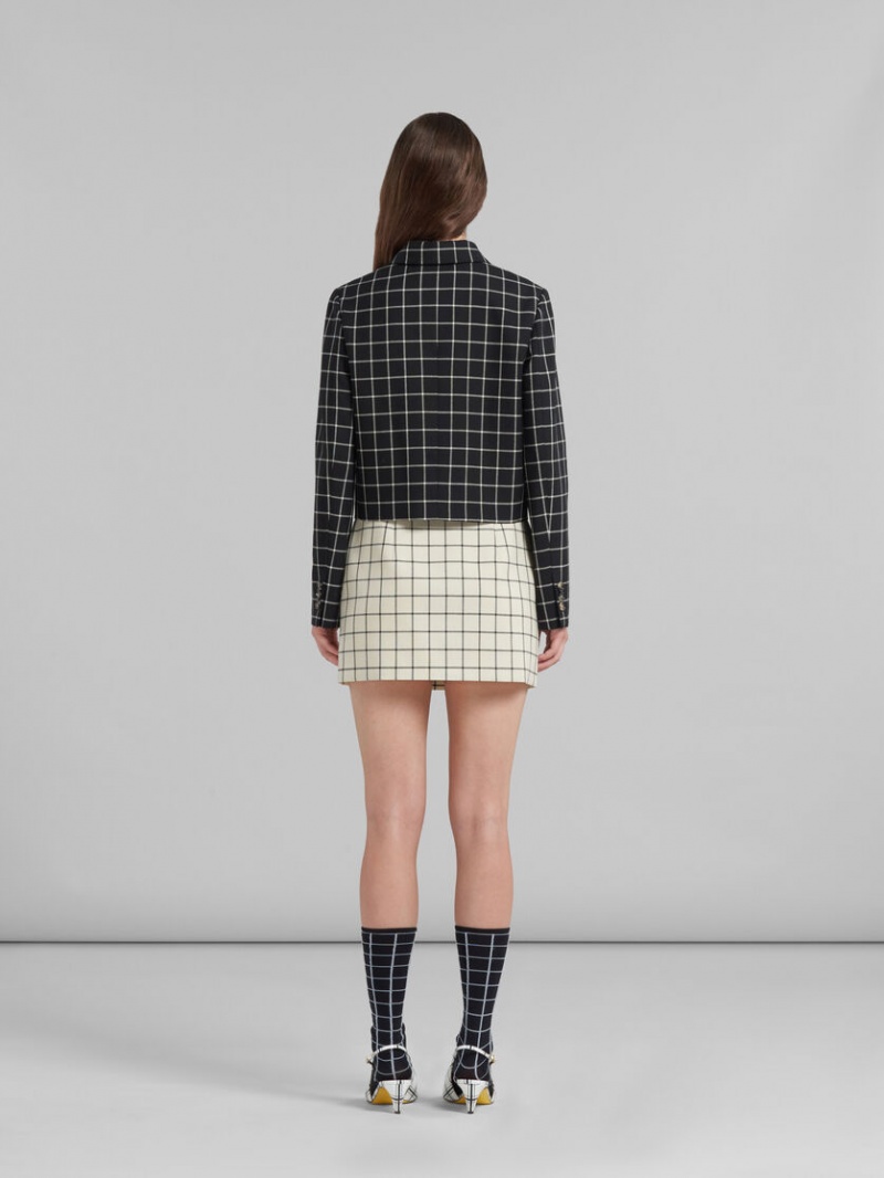 Marni Checked Μαλλί Mini Skirt ασπρα | GRDFL66333