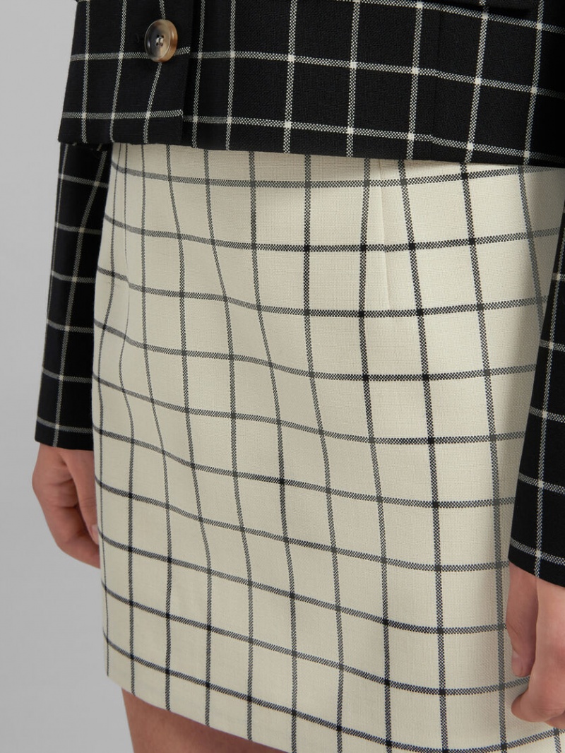 Marni Checked Μαλλί Mini Skirt ασπρα | GRDFL66333