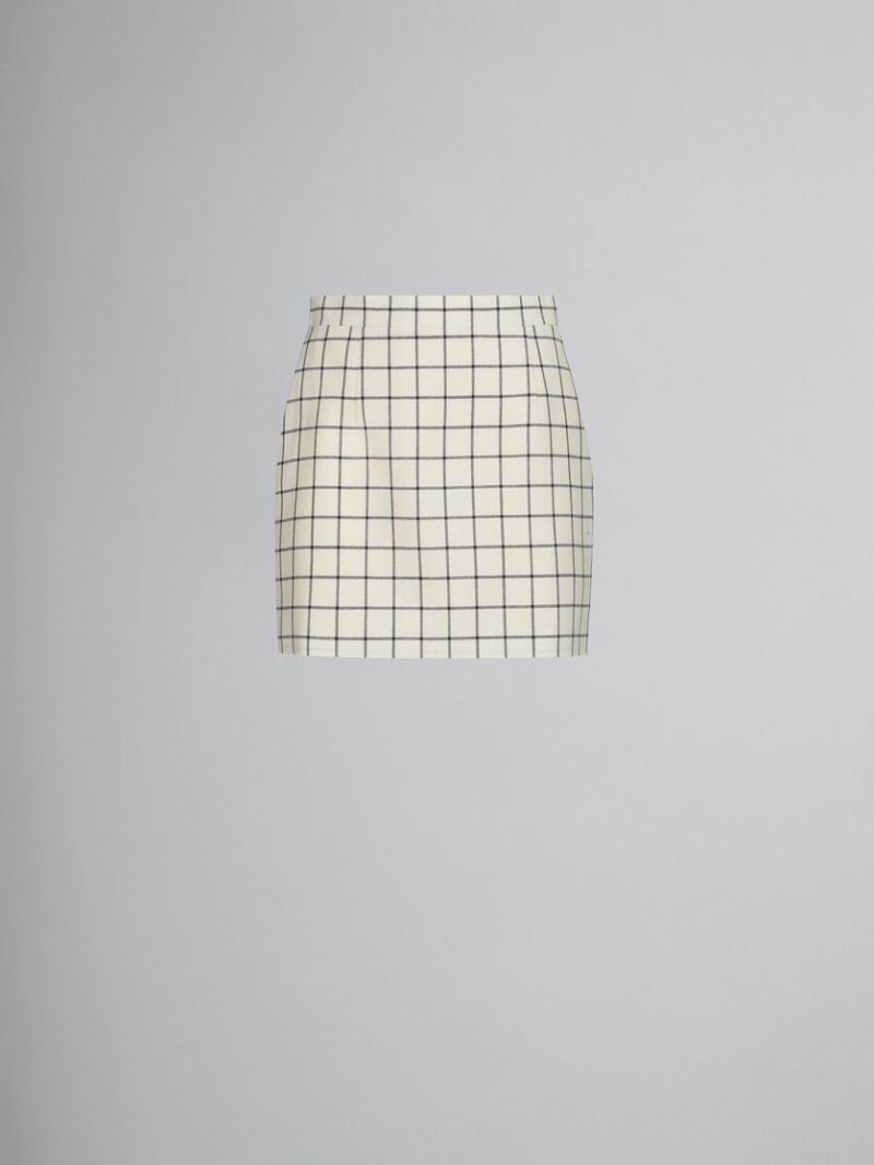 Marni Checked Μαλλί Mini Skirt ασπρα | GRDFL66333