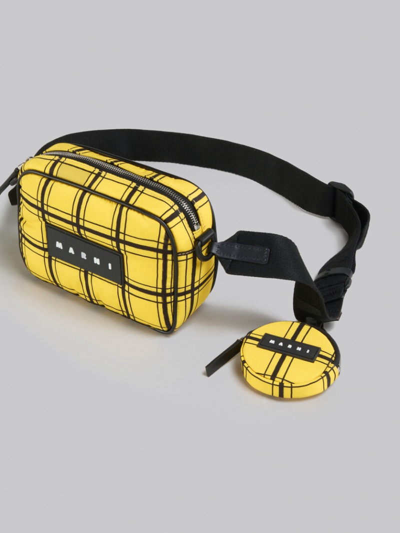 Marni Checked νάιλον Puff Camera Bag κίτρινα | QGRWA55263