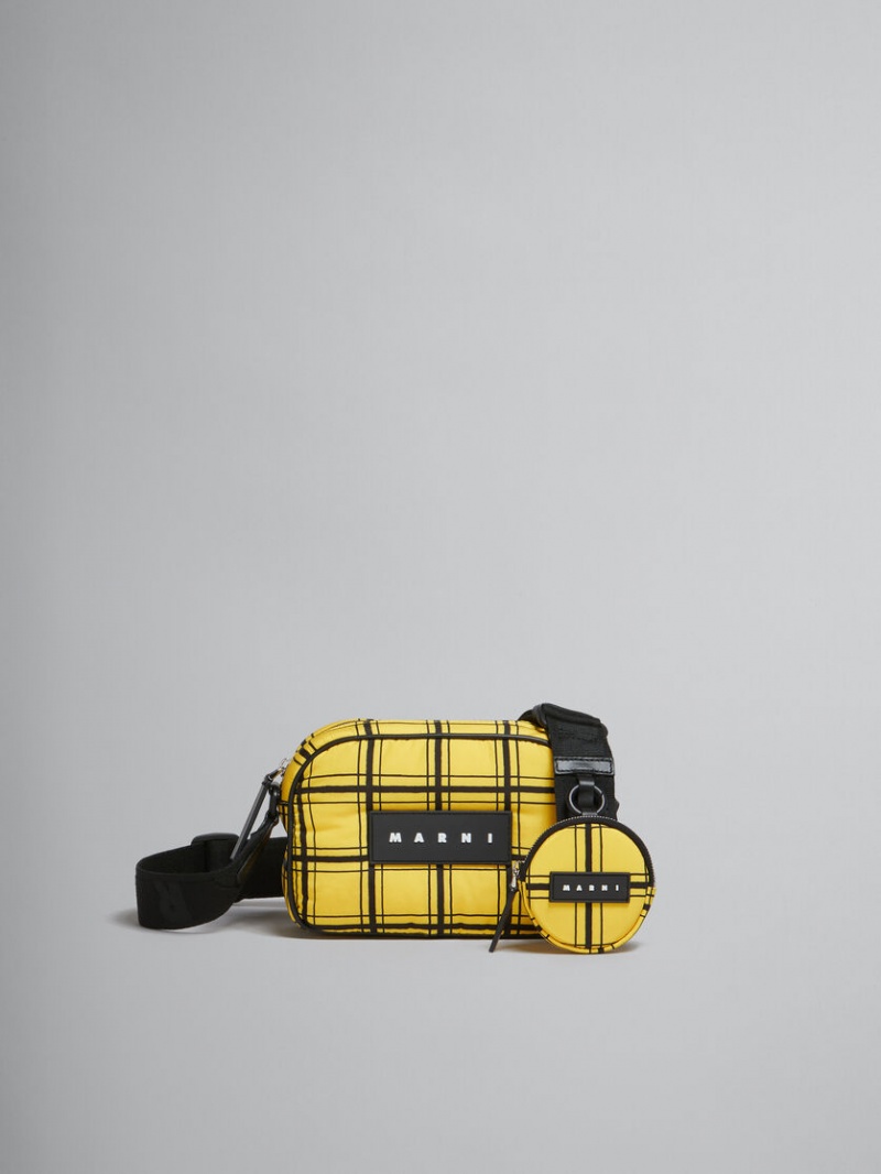 Marni Checked νάιλον Puff Camera Bag κίτρινα | QGRWA55263