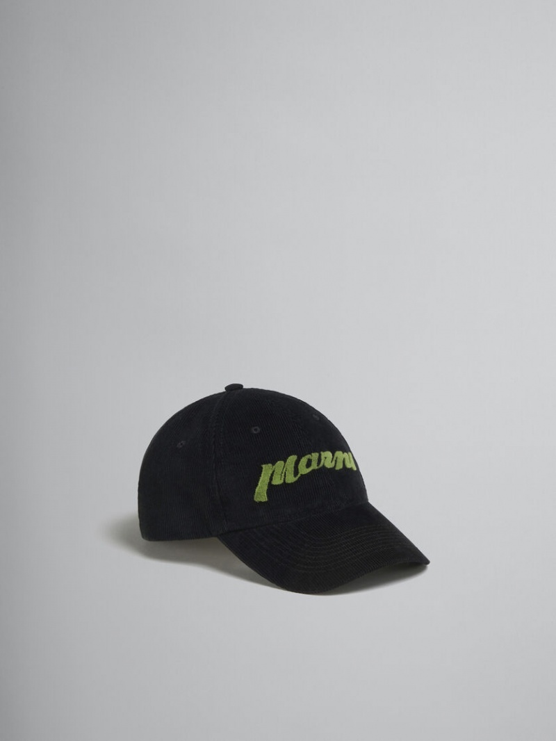 Marni Corduroy Baseball Cap With Sponge Logo μαυρα | GGREC89014