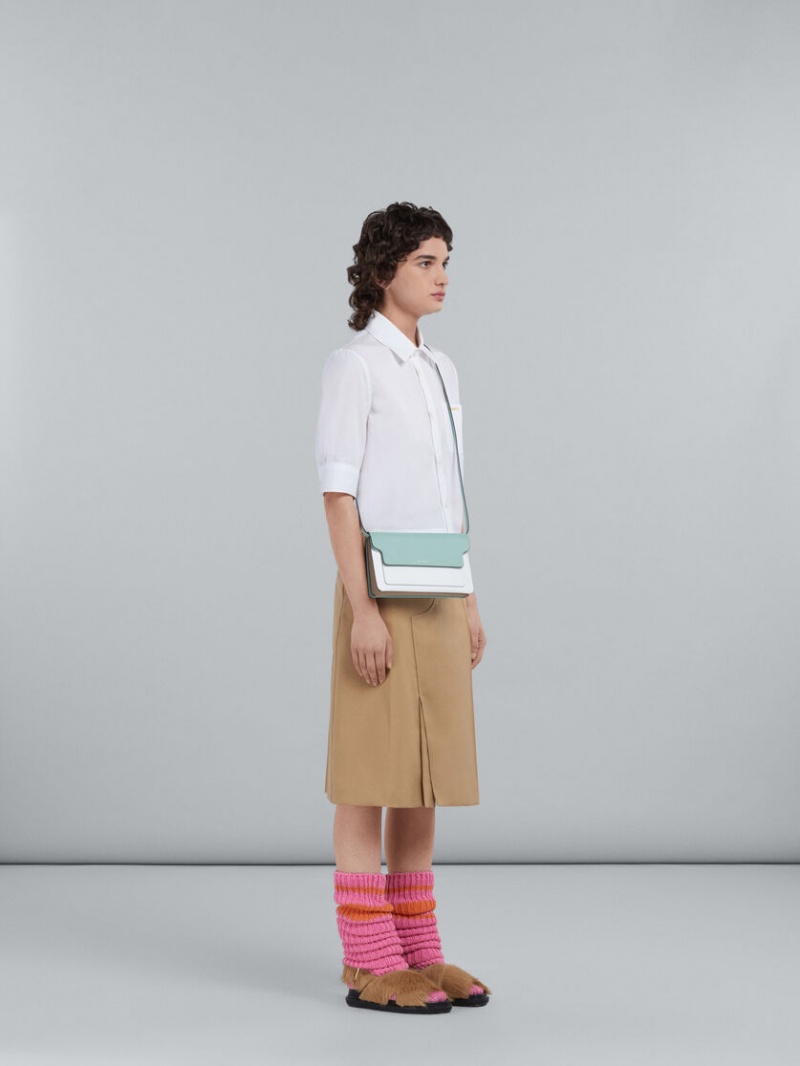 Marni Cropped Poplin Shirt With Embroidered Logo ασπρα | GREAH12935