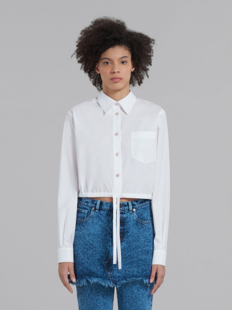 Marni Cropped Shirt In Bio Poplin ασπρα | MGRFT91994