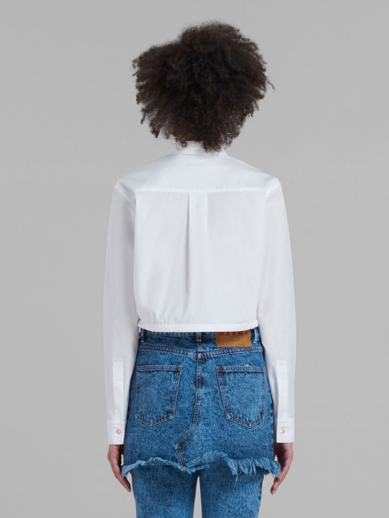 Marni Cropped Shirt In Bio Poplin ασπρα | MGRFT91994