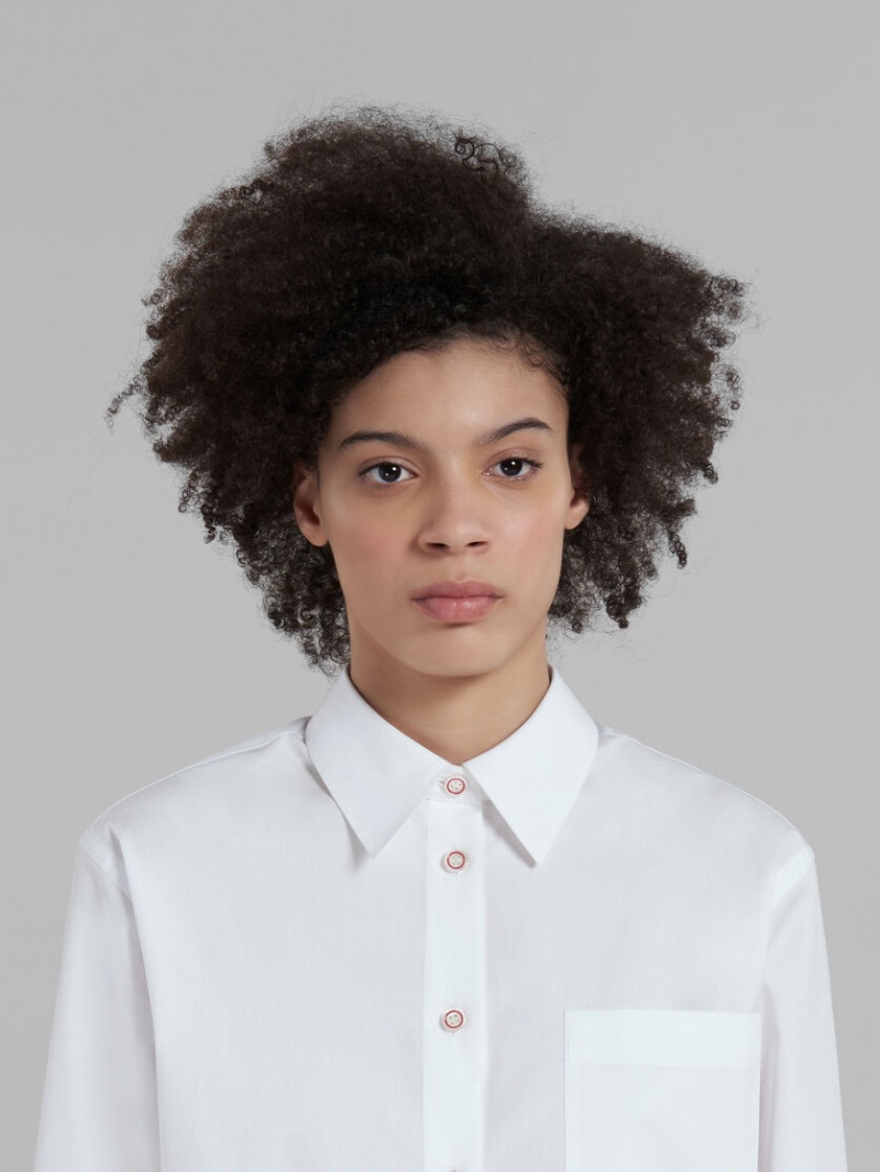 Marni Cropped Shirt In Bio Poplin ασπρα | MGRFT91994