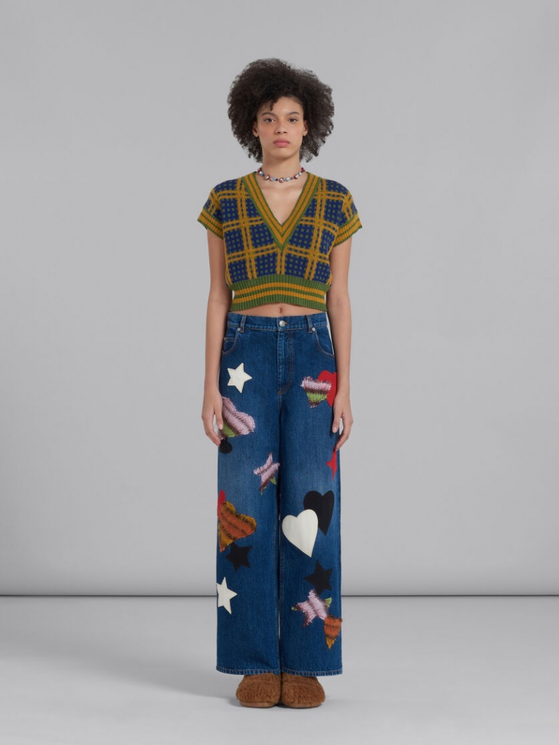 Marni Denim Trousers With Patches μπλε | PGRER22215