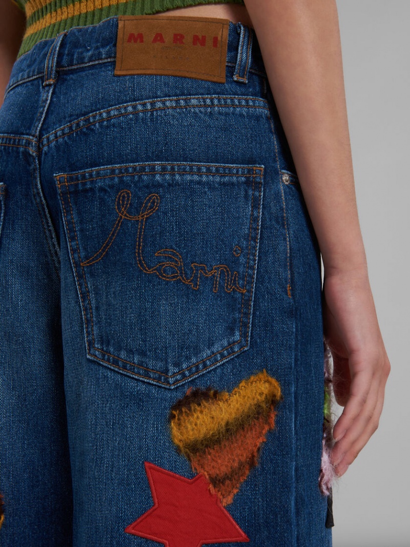 Marni Denim Trousers With Patches μπλε | PGRER22215