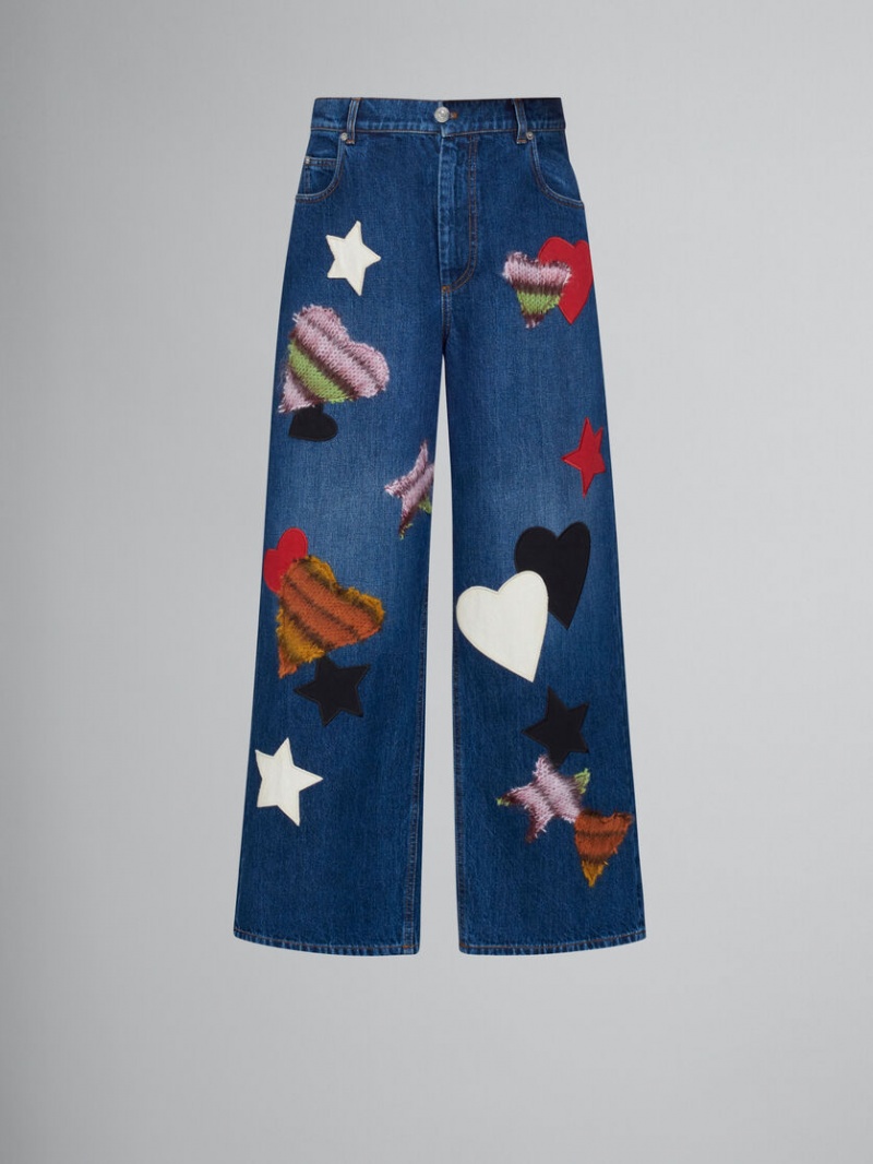 Marni Denim Trousers With Patches μπλε | PGRER22215