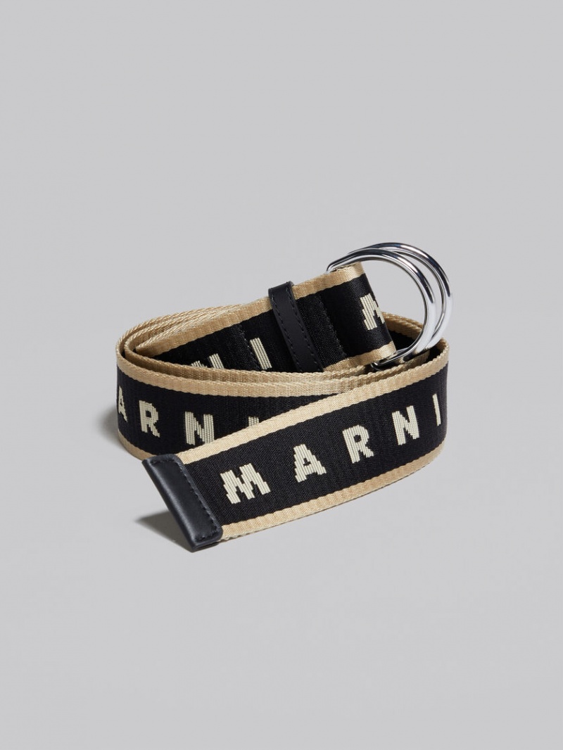 Marni Fabric Slider Belt With Logo μαυρα | EGRHC24181