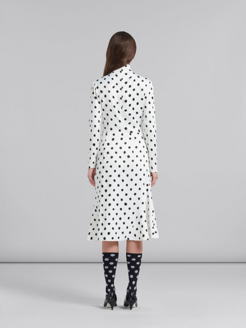 Marni Flared Satin Skirt With Polka Dots ασπρα | TGRPQ60781