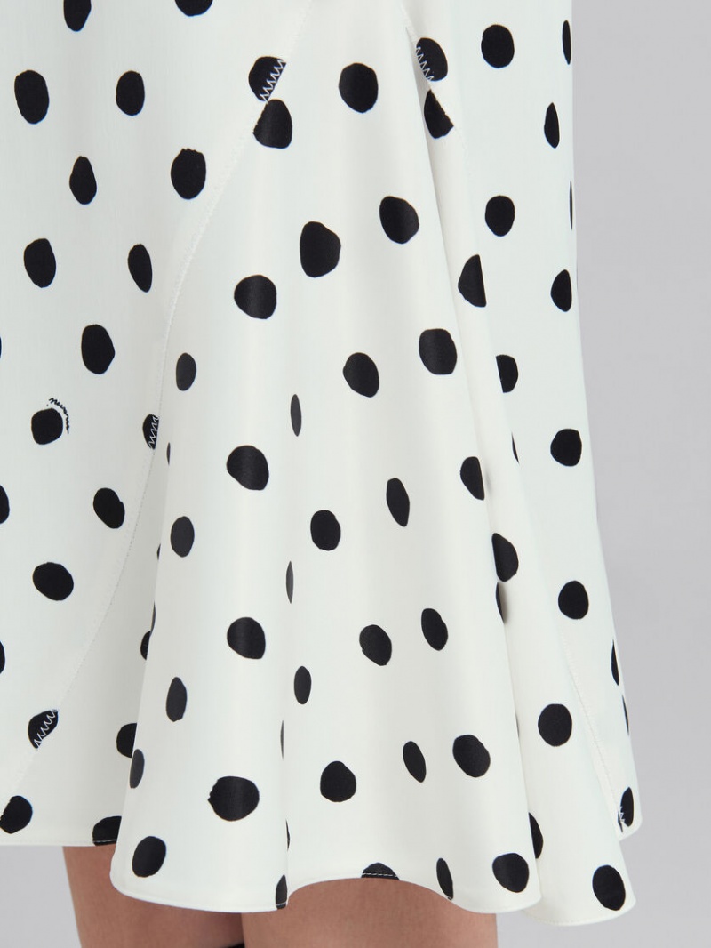 Marni Flared Satin Skirt With Polka Dots ασπρα | TGRPQ60781