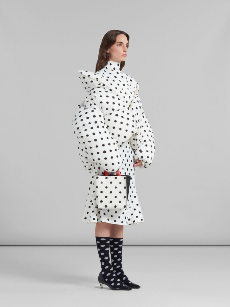 Marni Flared Satin Skirt With Polka Dots ασπρα | TGRPQ60781