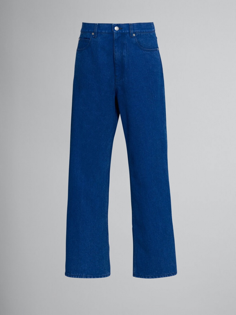 Marni Flared Trousers In Coated Denim μπλε | FGRUI24737