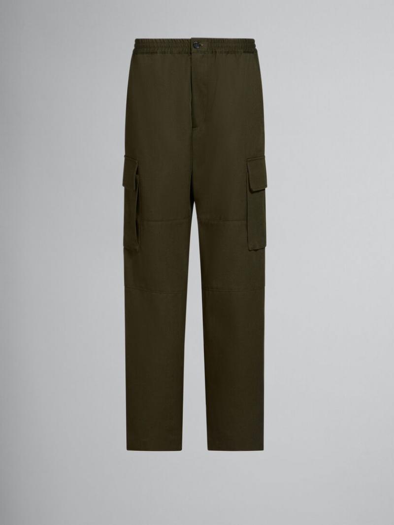 Marni Gabardine Cargo Pants With Drawstring waist πρασινο | GGRUC88812