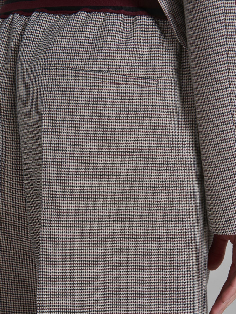 Marni Houndstooth Check Trousers With Logo waist γκρι κοκκινα | FGRHY76231