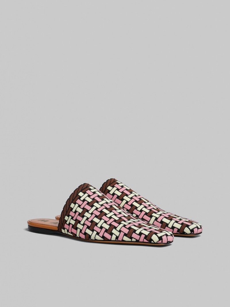 Marni Jacquard Mule ανοιχτο κίτρινα καφε ροζ | LGRSX48213