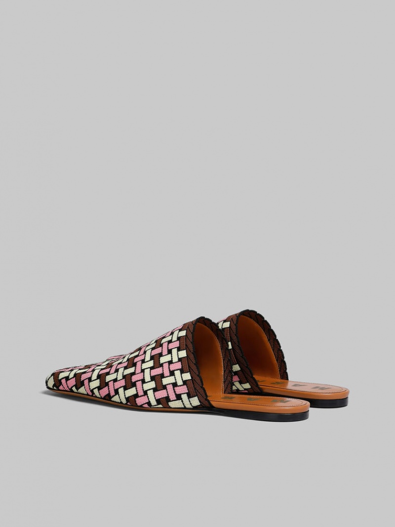 Marni Jacquard Mule ανοιχτο κίτρινα καφε ροζ | LGRSX48213