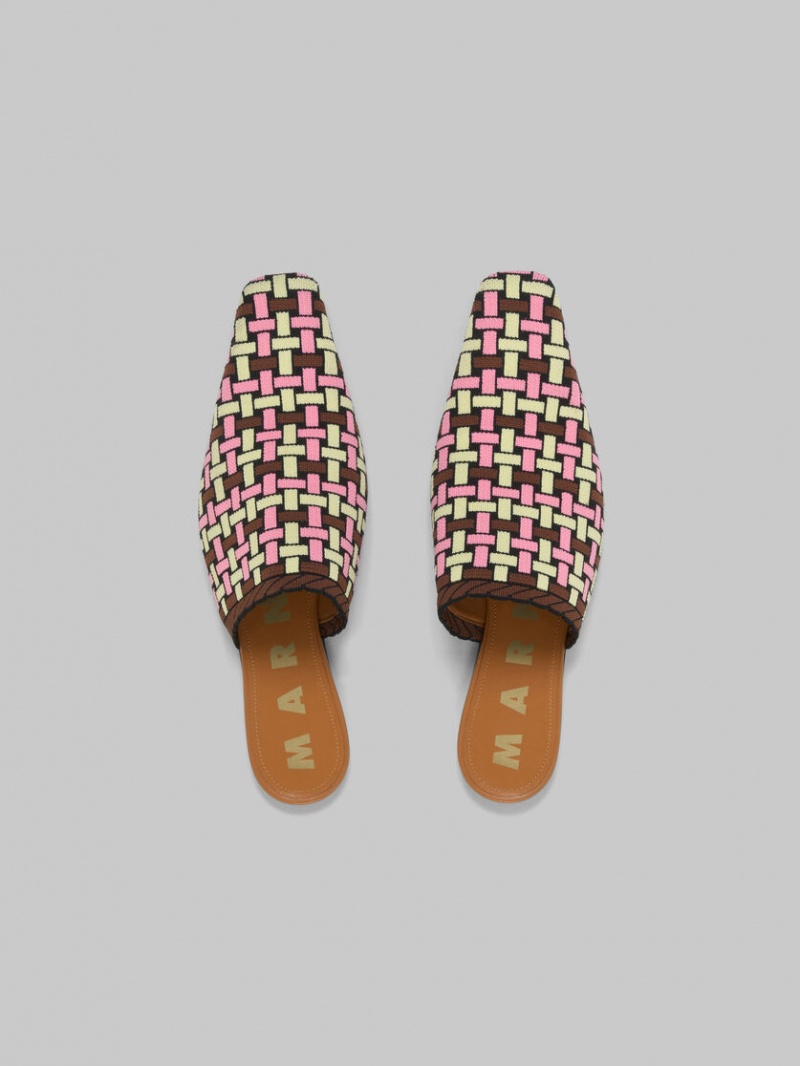 Marni Jacquard Mule ανοιχτο κίτρινα καφε ροζ | LGRSX48213