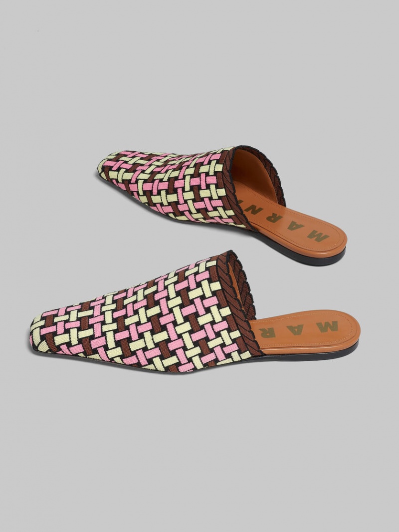 Marni Jacquard Mule ανοιχτο κίτρινα καφε ροζ | LGRSX48213