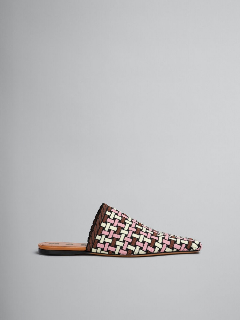 Marni Jacquard Mule ανοιχτο κίτρινα καφε ροζ | LGRSX48213