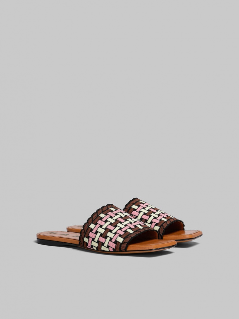 Marni Jacquard Sandal ανοιχτο κίτρινα καφε ροζ | GGREC24673