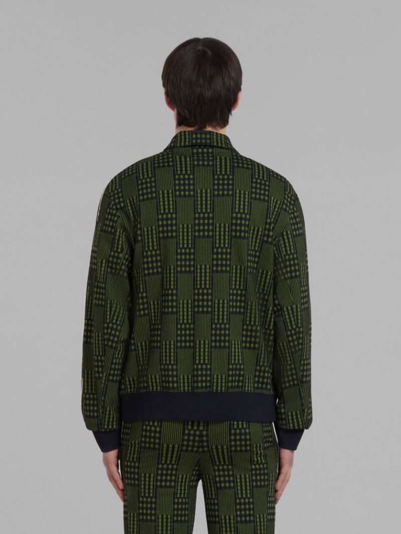 Marni Jersey Jacket With Checks And Stripes πρασινο | GRZPD13056