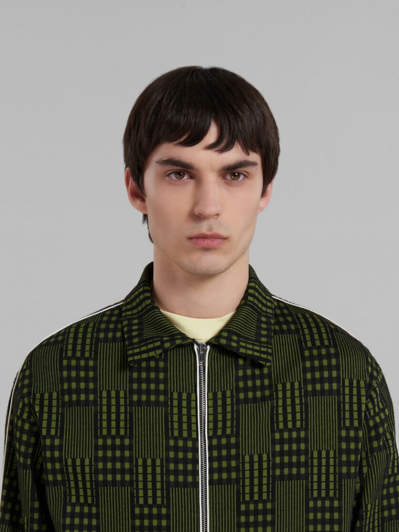 Marni Jersey Jacket With Checks And Stripes πρασινο | GRZPD13056