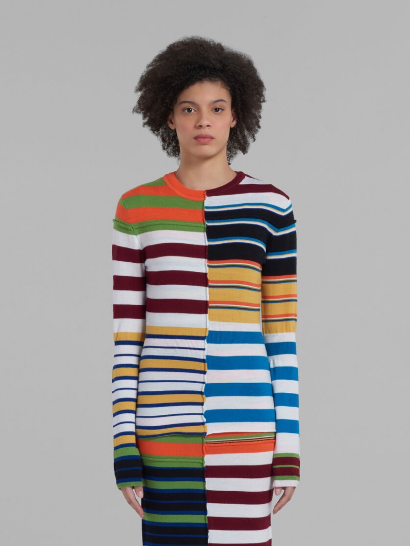 Marni Knit πουλοβερ With Patchwork Stripes Colourful | ZGRMJ68752