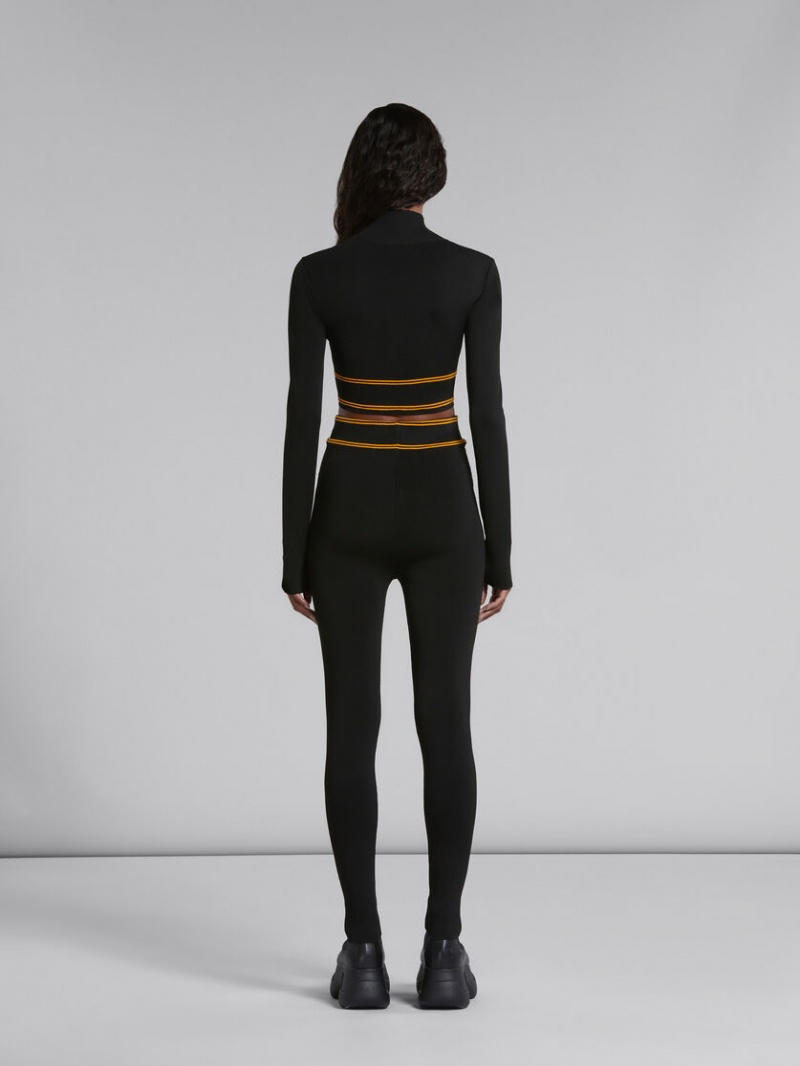 Marni Leggings With Logo waist μαυρα | GREGJ93418