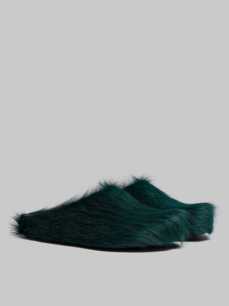 Marni Long Hair Calfskin Fussbett Sabot πρασινο | SGRVO25780