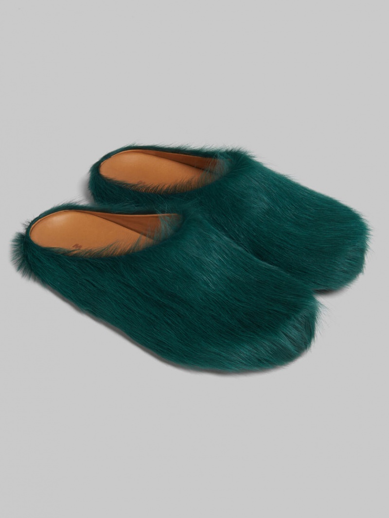 Marni Long Hair Calfskin Fussbett Sabot πρασινο | SGRVO25780