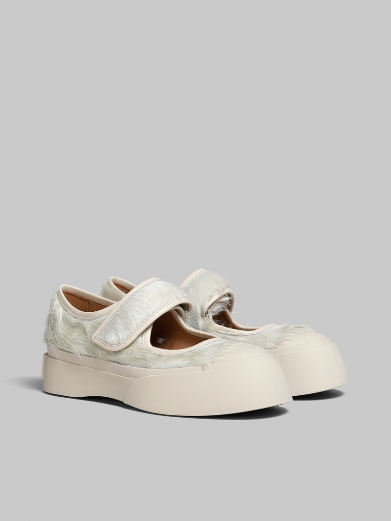 Marni Long-hair Calfskin Mary Jane Sneaker ασπρα | GRJZR62082