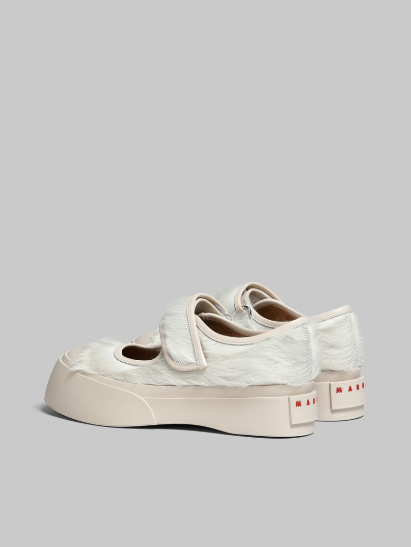 Marni Long-hair Calfskin Mary Jane Sneaker ασπρα | GRJZR62082