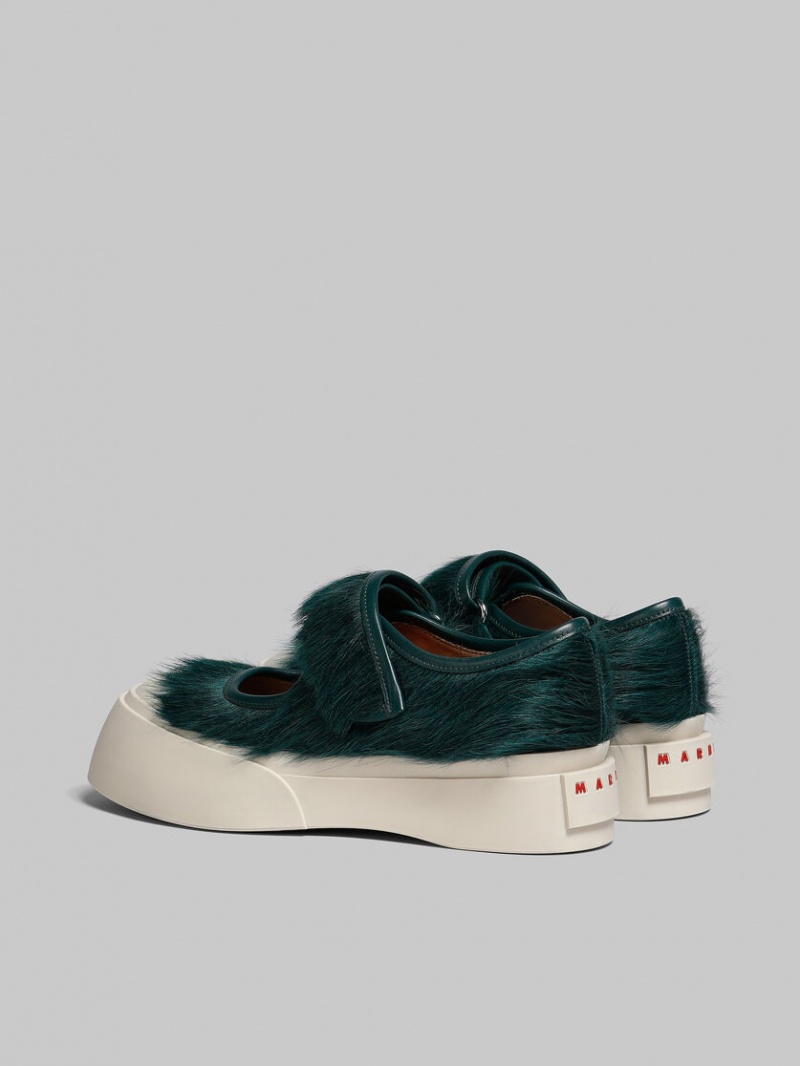 Marni Long-hair Calfskin Mary Jane Sneaker πρασινο | GRNEJ20738