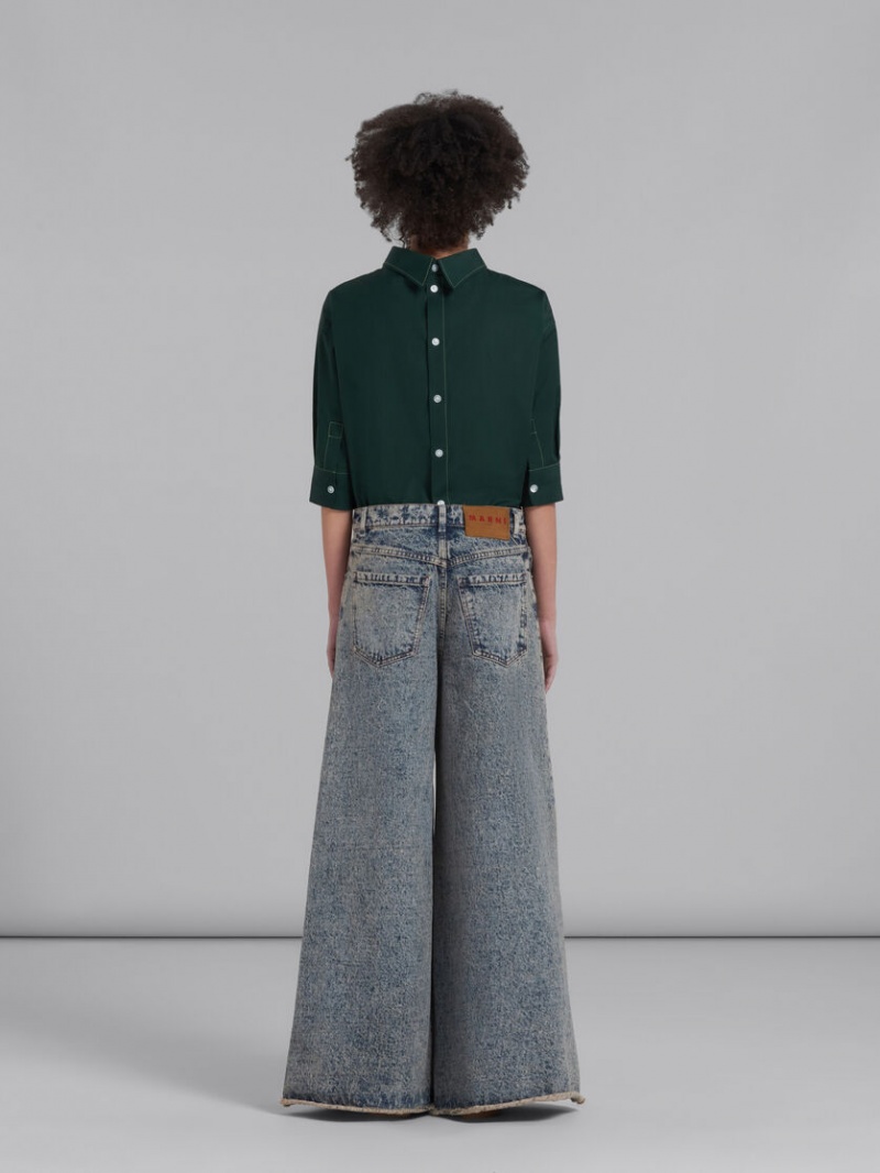 Marni Marbled Denim φαρδια-leg Trousers ροζ μπλε | GGREC24574