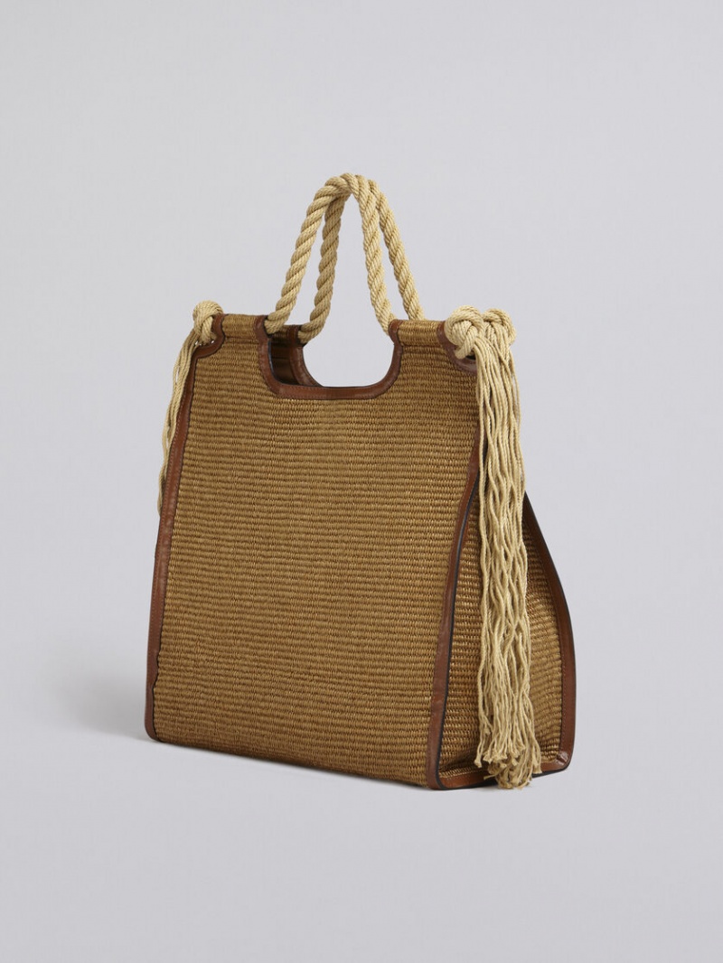 Marni Marcel Summer Bag δερματινα And Raffia With Rope Handles καφε | GRDYB74966