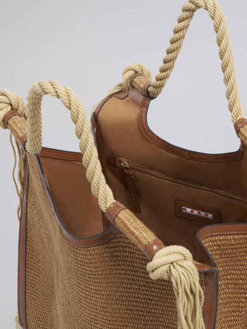 Marni Marcel Summer Bag δερματινα And Raffia With Rope Handles καφε | GRDYB74966