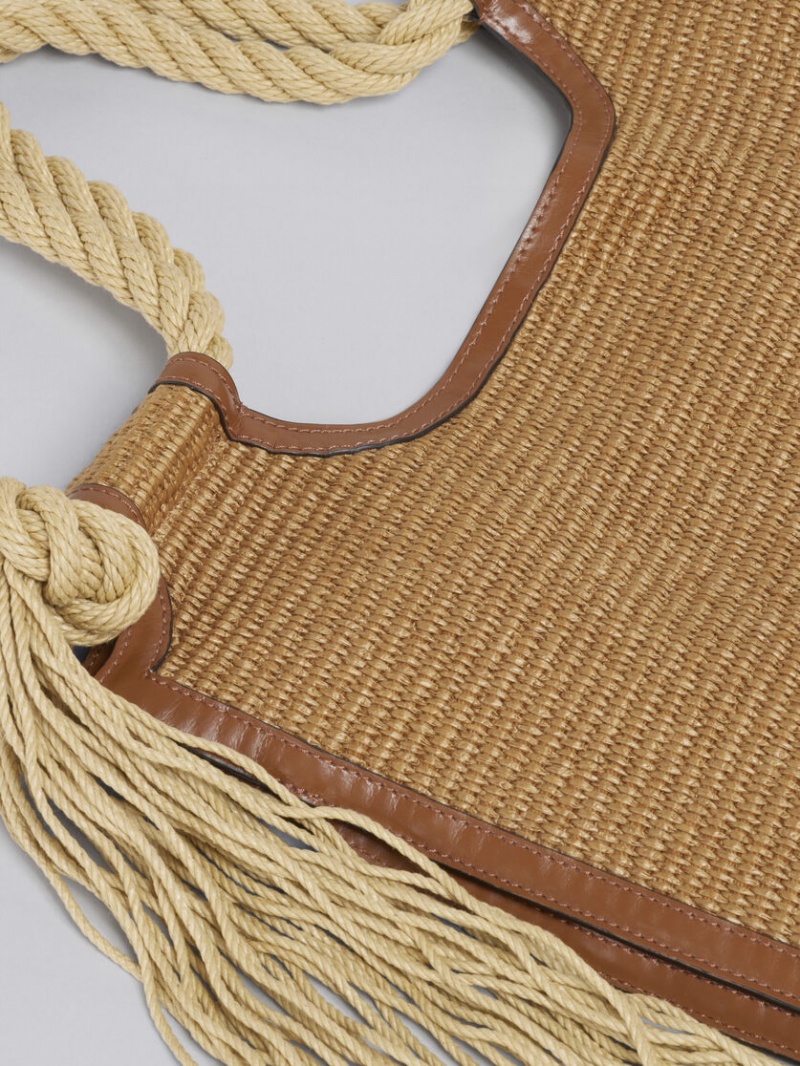 Marni Marcel Summer Bag δερματινα And Raffia With Rope Handles καφε | GRDYB74966