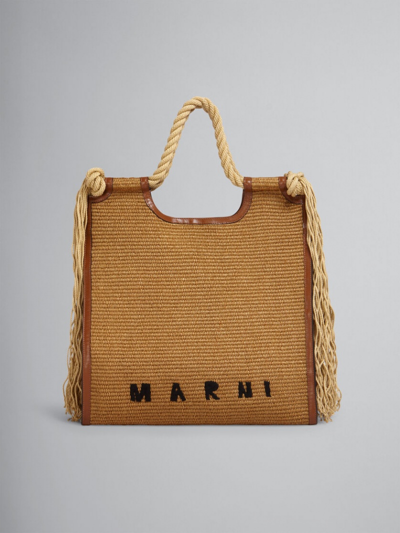 Marni Marcel Summer Bag δερματινα And Raffia With Rope Handles καφε | GRDYB74966