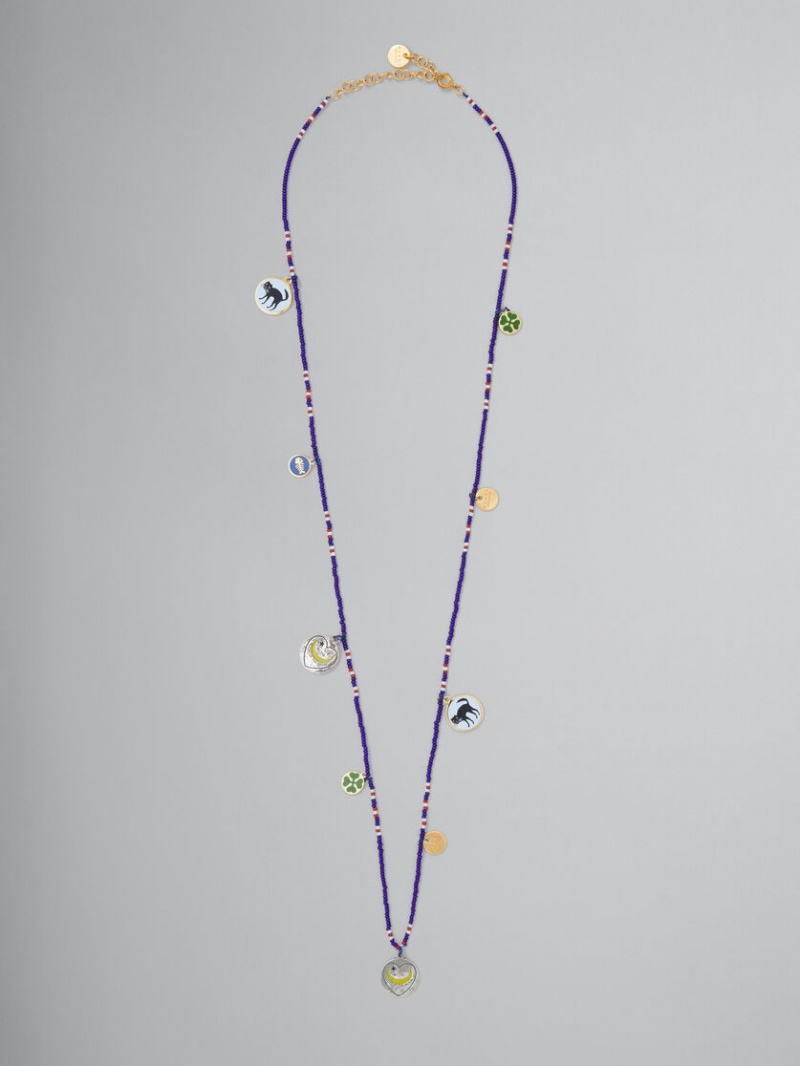 Marni Micro-bead Necklace With Disc Charms μωβ | QGRWA97065