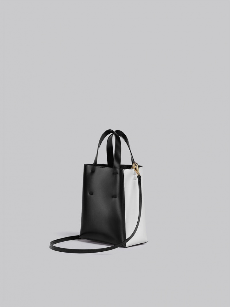 Marni Museo Mini Bag δερματινα ασπρα μαυρα | SGRNY68326