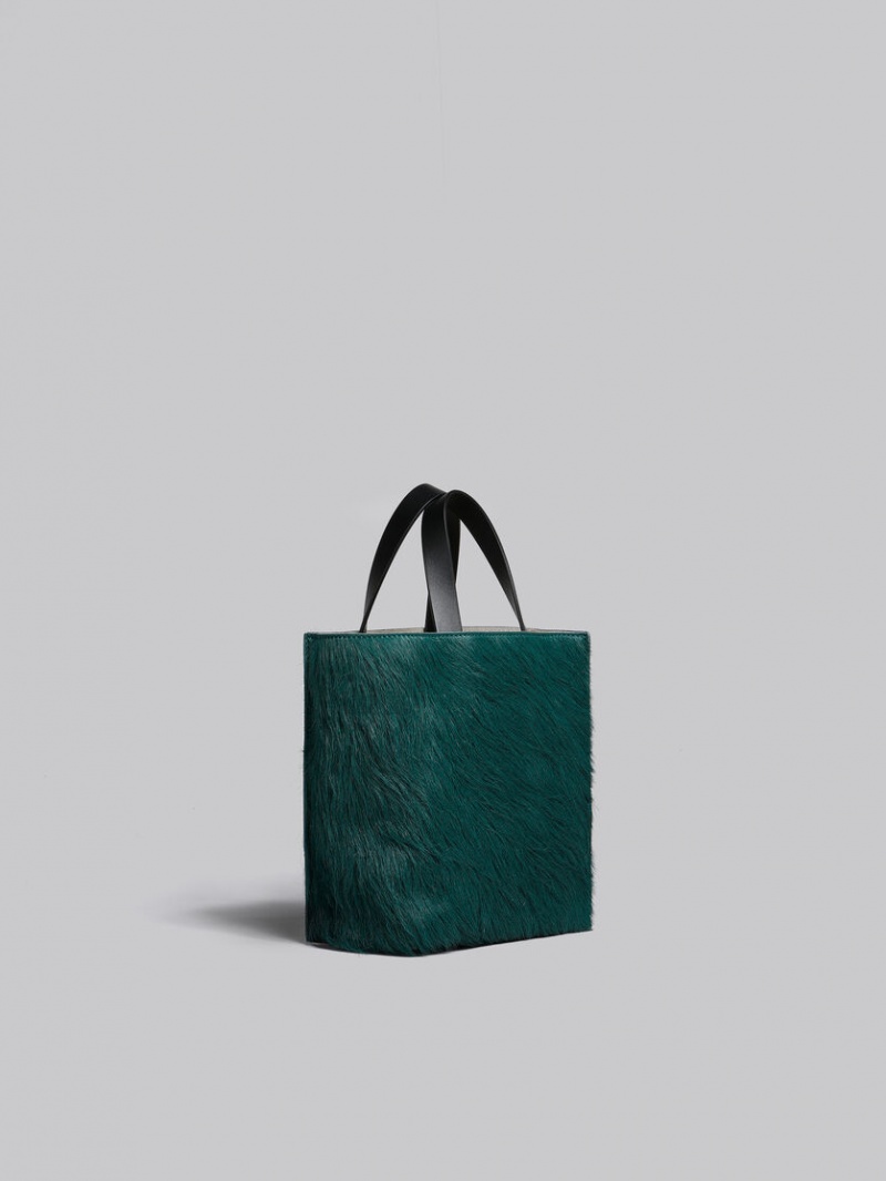 Marni Museo Soft Mini Bag Long-hair Calfskin σκούρο πρασινο γκρι μαυρα | GRDYB57278