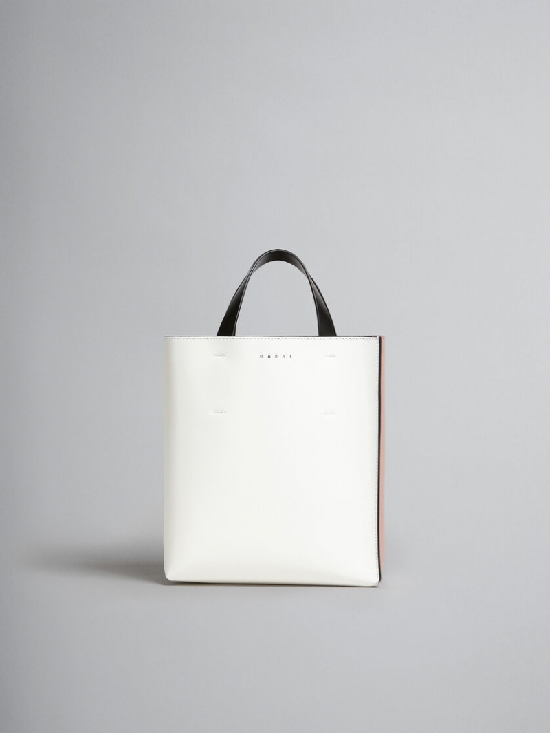 Marni Museo Soft Small Bag δερματινα ασπρα ροζ | DGRKV80508