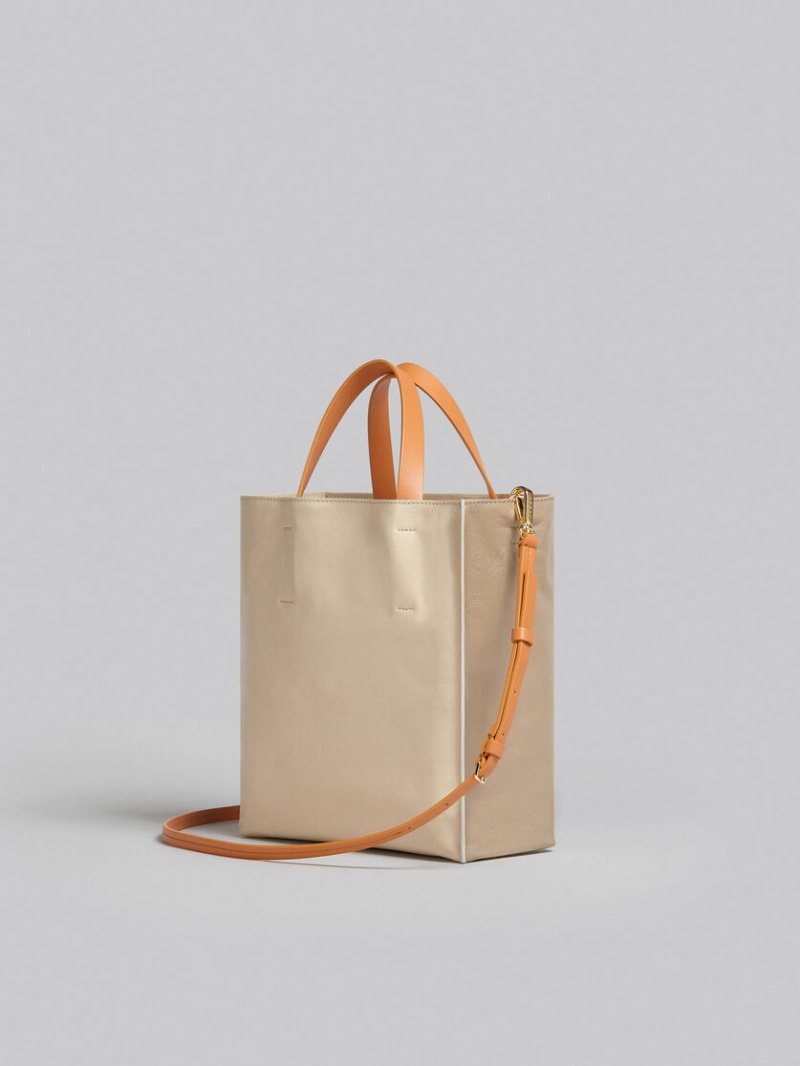 Marni Museo Soft Small Bag δερματινα γκρι πρασινο Μπεζ | GRJBT86093