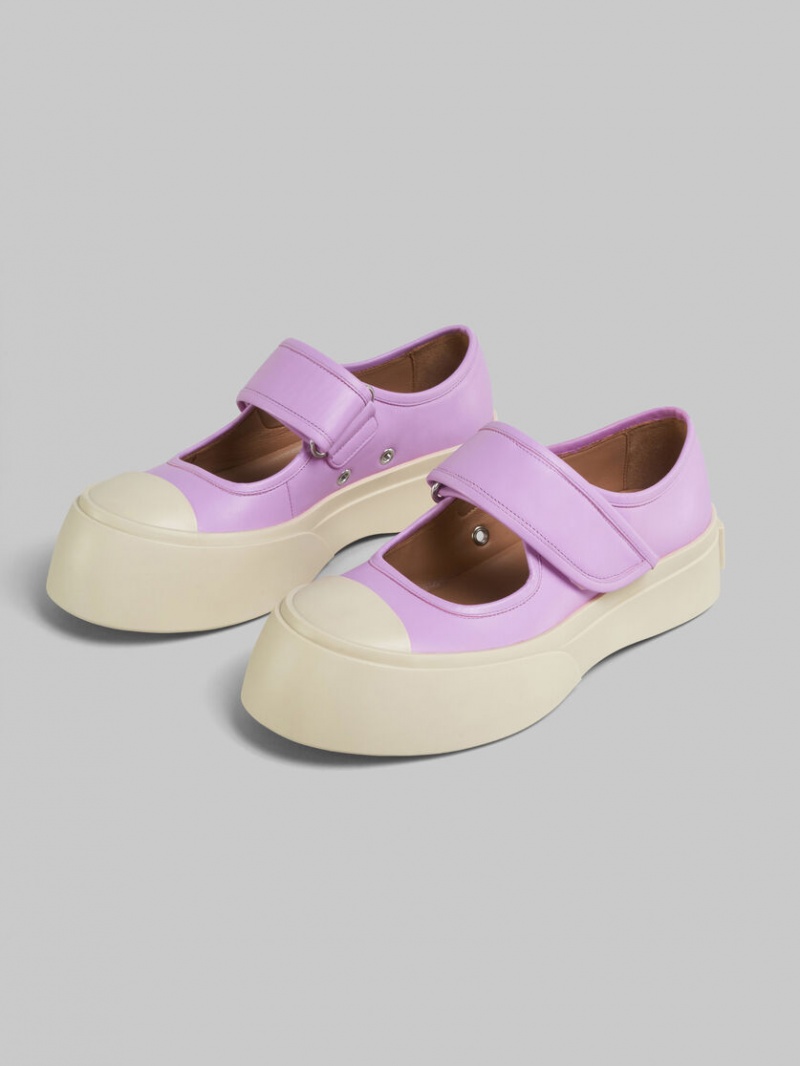 Marni Nappa δερματινα Mary Jane Sneaker μωβ | MGRHR74254