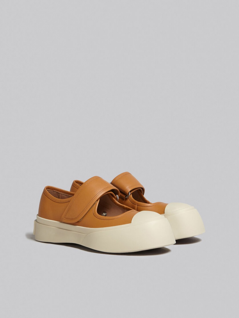 Marni Nappa δερματινα Mary Jane Sneaker καφε | YGRGT62499