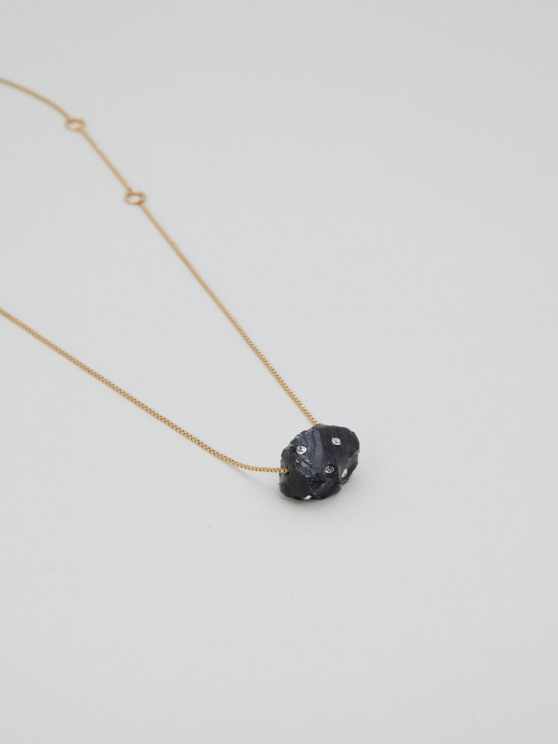 Marni Obsidian Single-stone Necklace With Rhinestone Polka Dots μαυρα οψιάνος γκρι | GREGJ17887