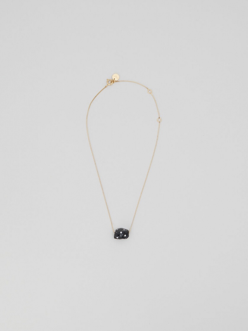 Marni Obsidian Single-stone Necklace With Rhinestone Polka Dots μαυρα οψιάνος γκρι | GREGJ17887