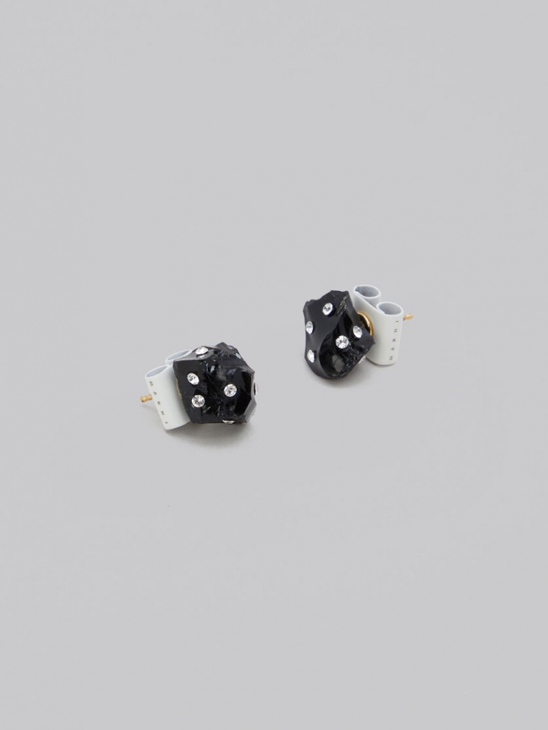 Marni Obsidian Stud With Rhinestone Polka Dots μαυρα οψιάνος | UGRTG12326